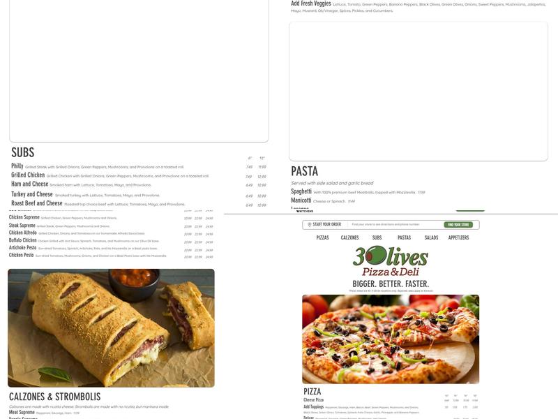 3 Olives Pizza & Deli Menu