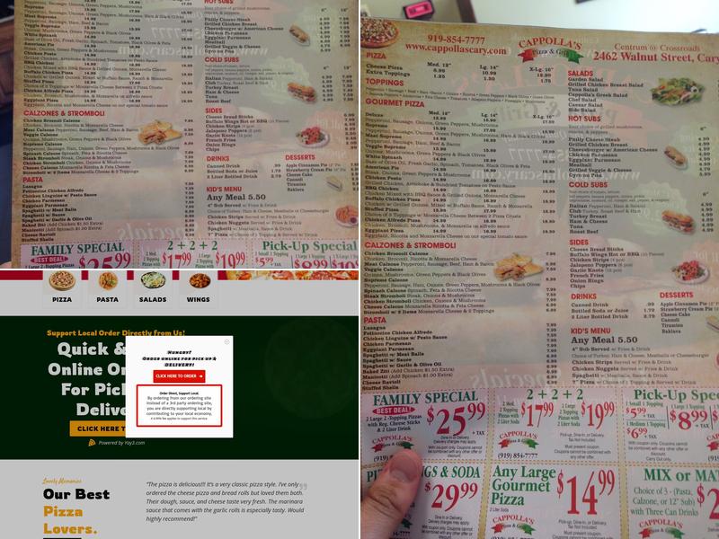 Cappolla's Pizza & Grill Cary Menu