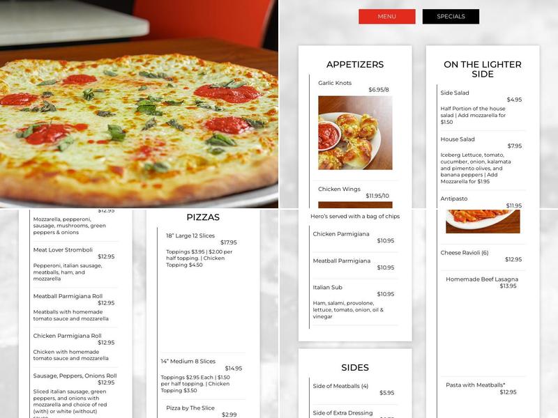 Gino's Pizza Menu