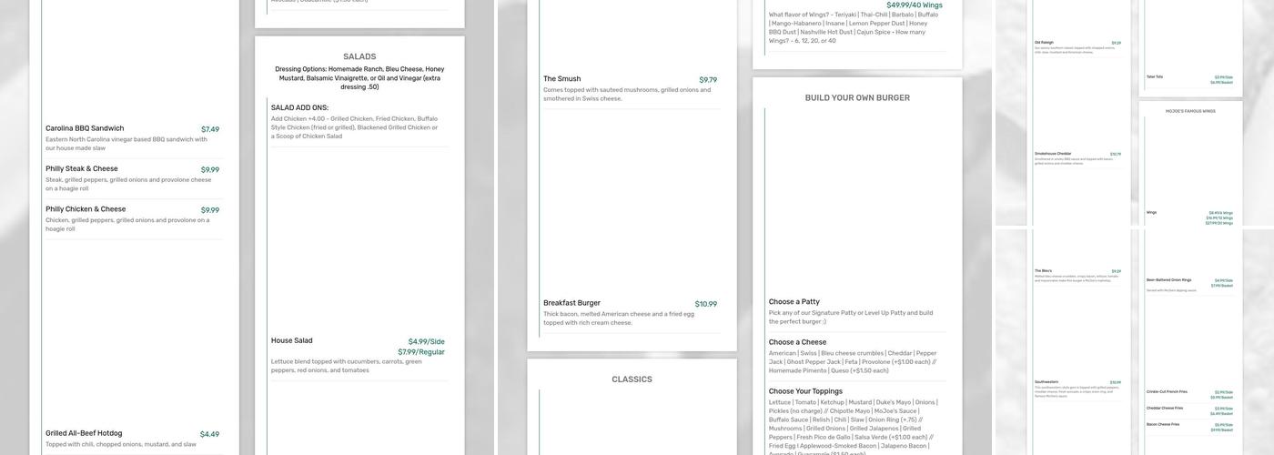 MoJoe's Burger Joint Menu