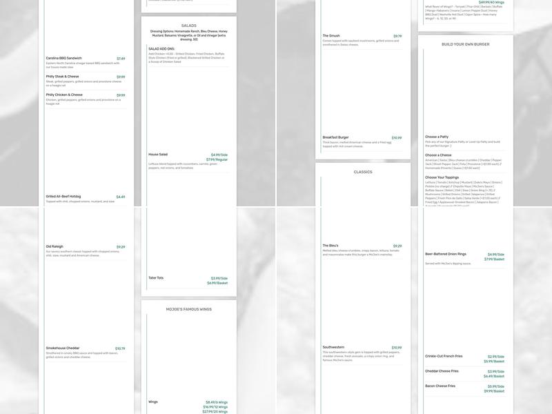 MoJoe's Burger Joint Menu