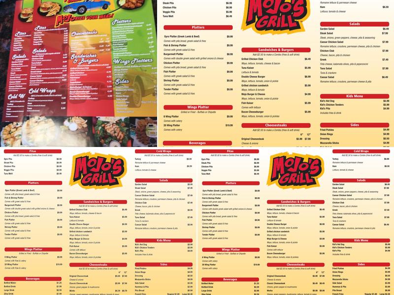 Mojo's Grill Menu
