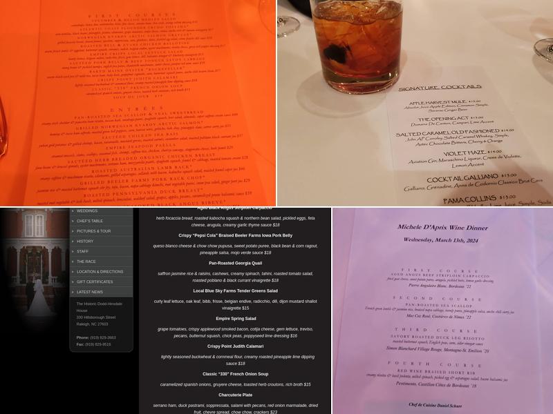 Second Empire Restaurant and Tavern Menu