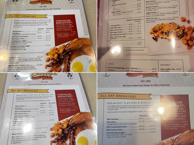 Barry's Cafe Menu