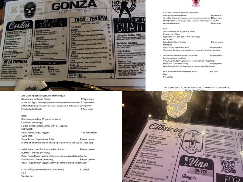 Gonza Tacos Y Tequila Menu