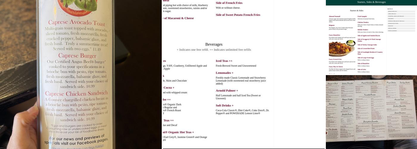 Brigs at the Crossing Restaurant Menu