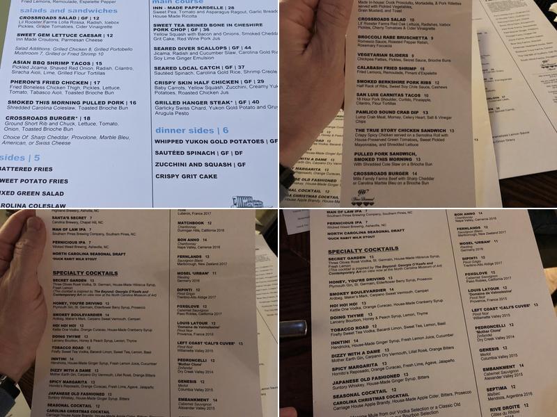 Crossroads Chapel Hill Menu