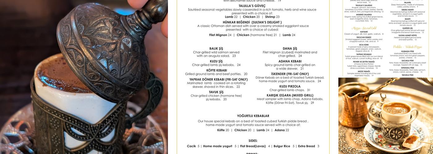 Talullas Menu