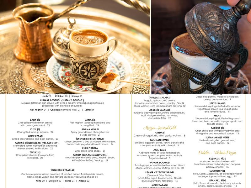 Talullas Menu