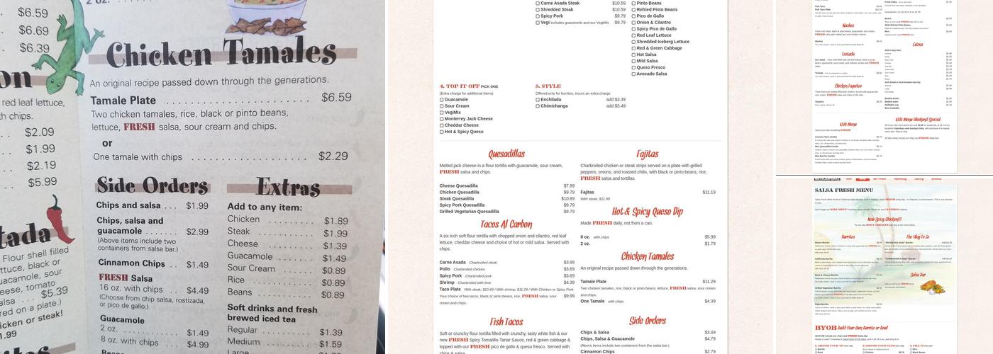 Salsa Fresh Mexican Grill Menu