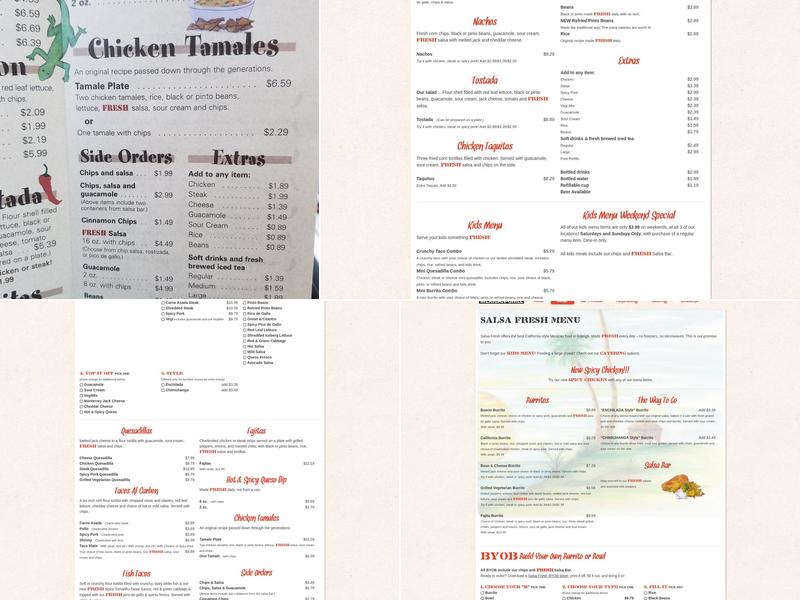 Salsa Fresh Mexican Grill Menu