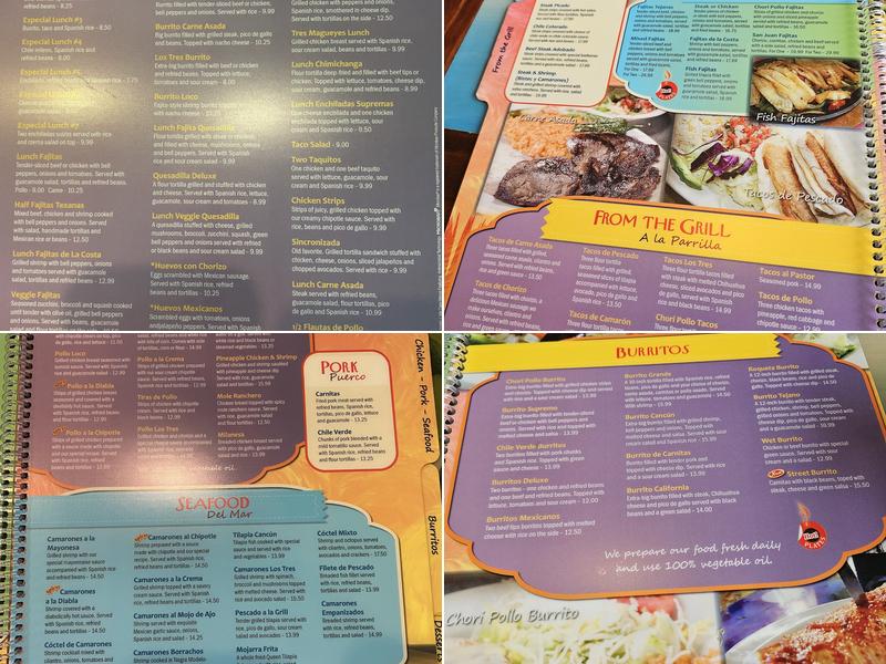 Los Tres Magueyes RDU Menu