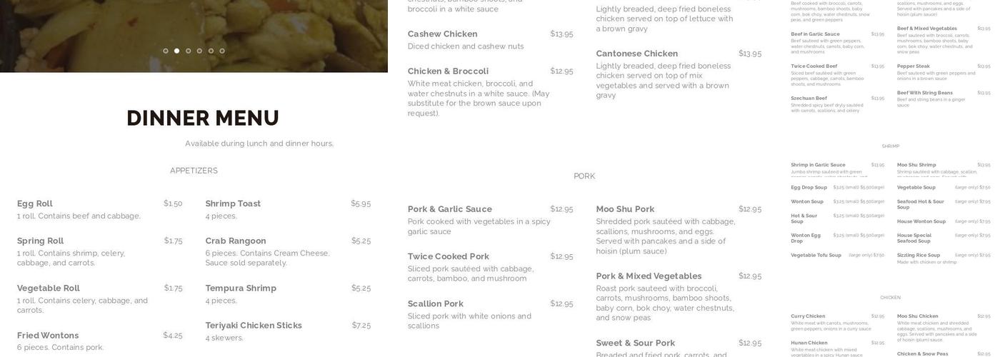 China Star Cafe Menu