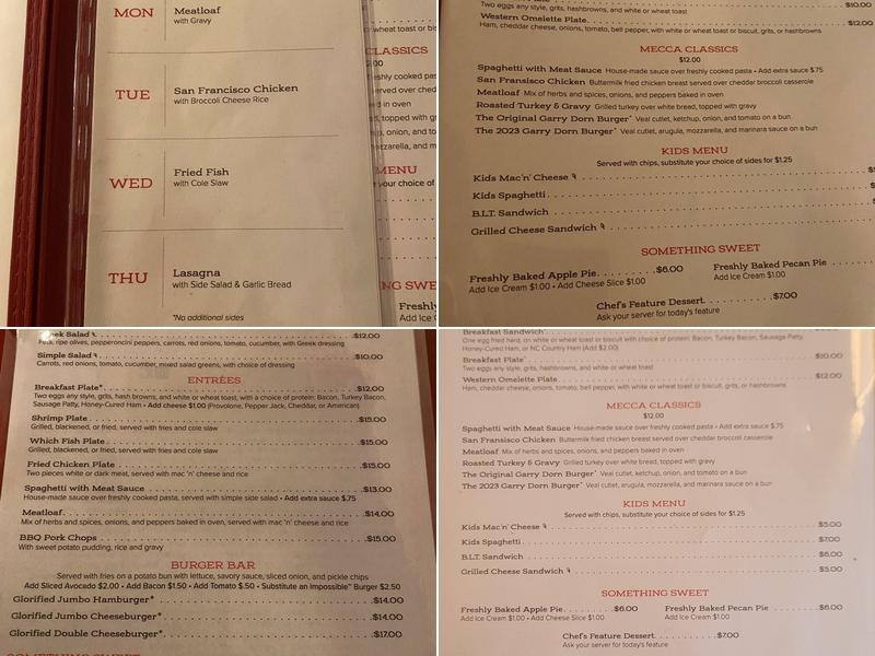 Mecca Restaurant Menu