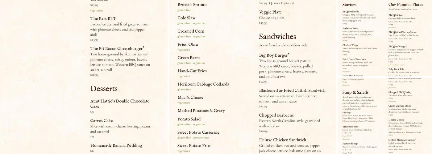 The Pit Authentic Barbecue Menu