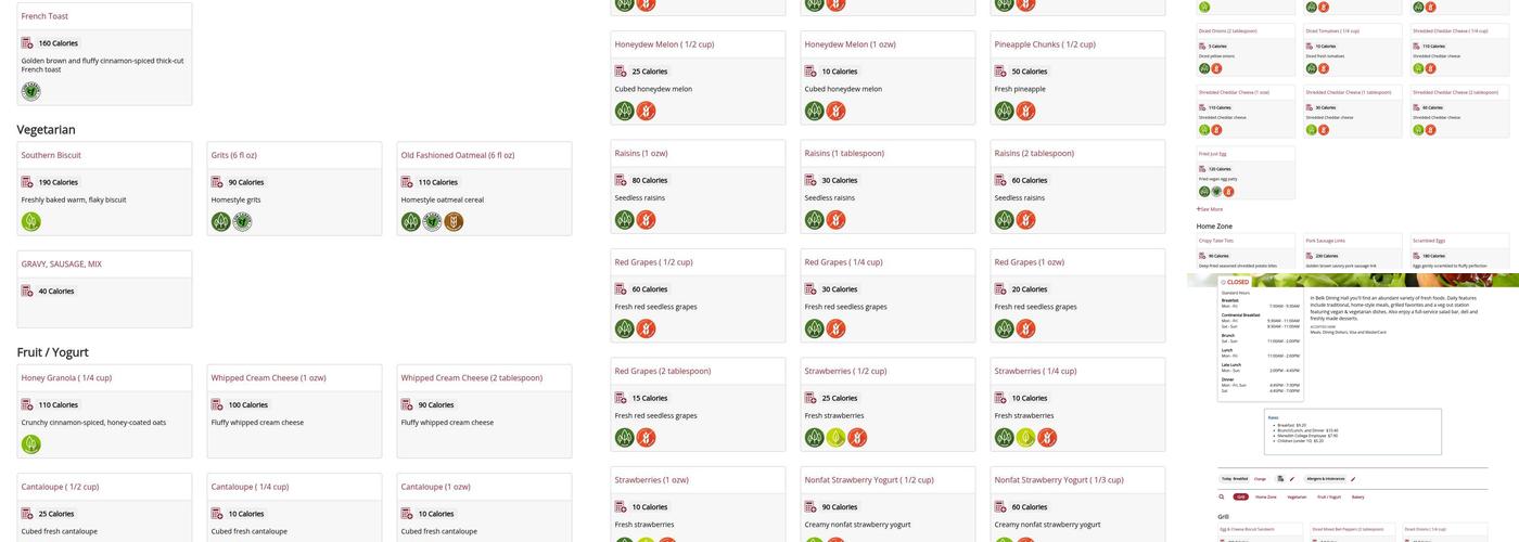 Belk Dining Hall Menu