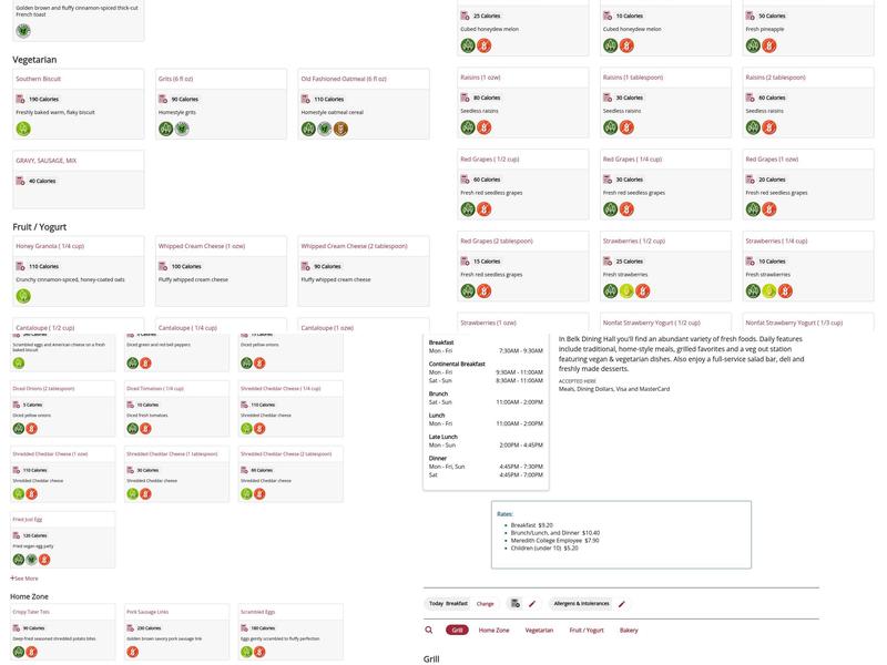 Belk Dining Hall Menu