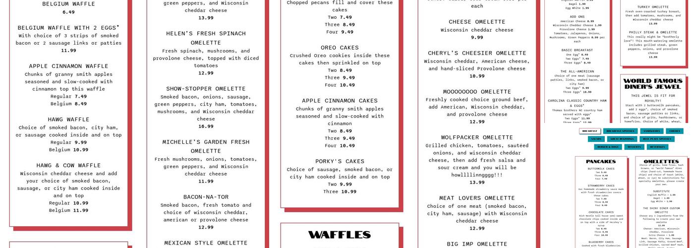 The Shiny Diner Menu