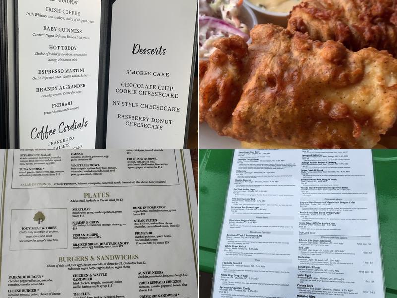 Parkside Restaurant Menu