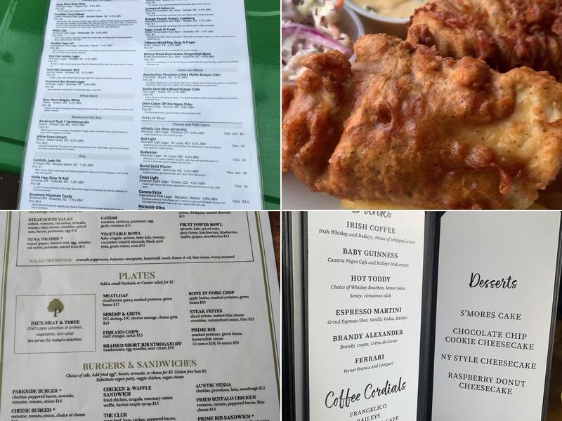 Parkside Restaurant Menu