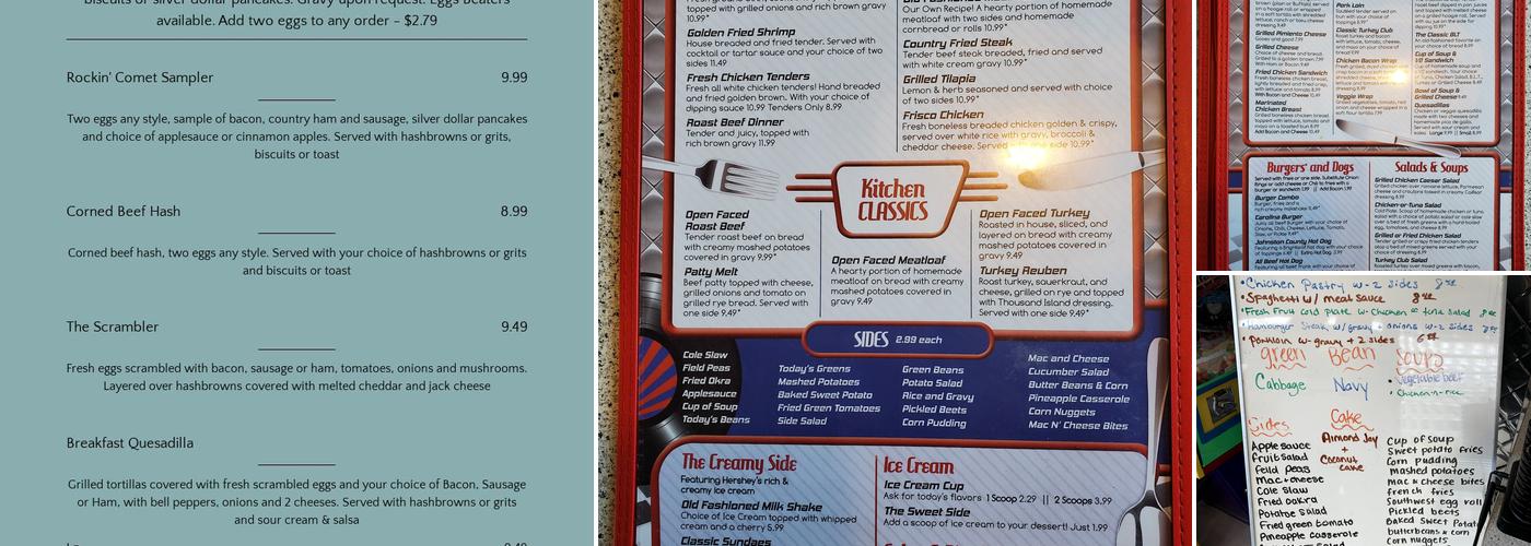 Rockin' Comet Diner Menu