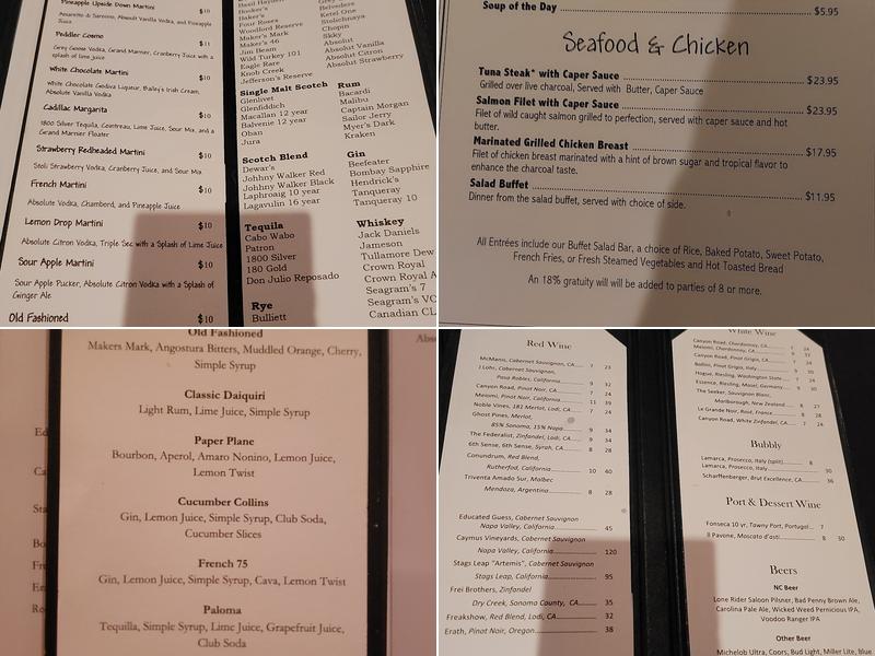 The Peddler Steak House Menu