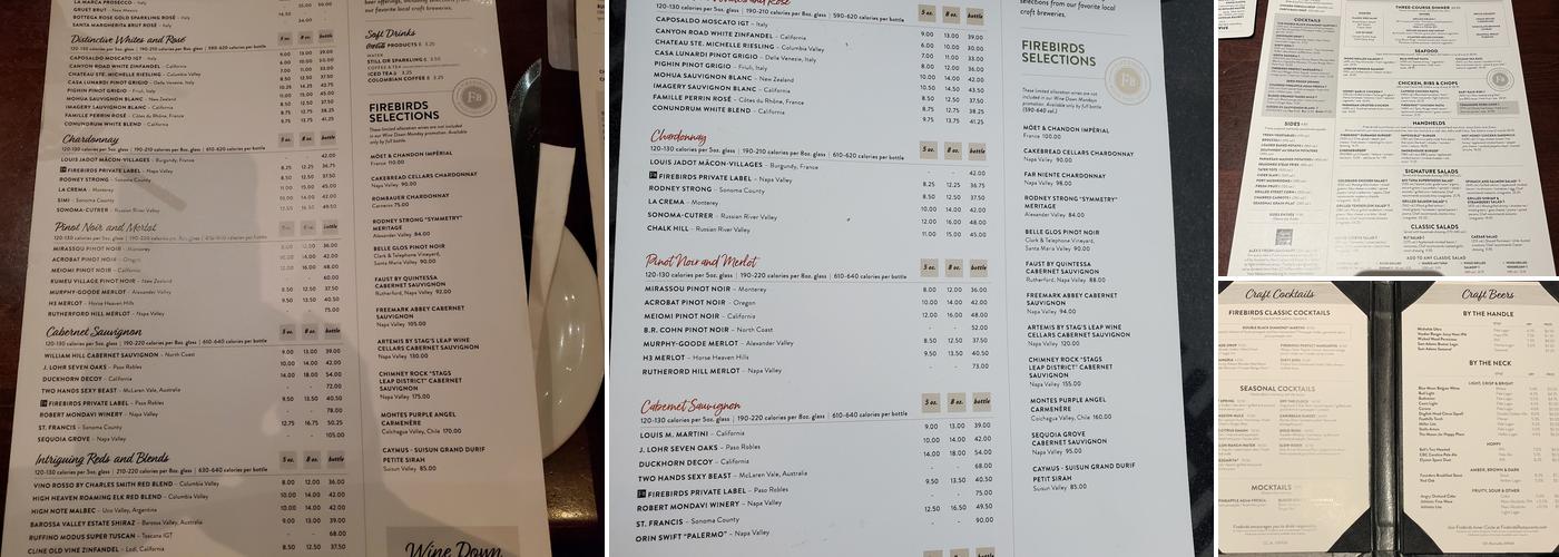 Firebirds Wood Fired Grill Menu