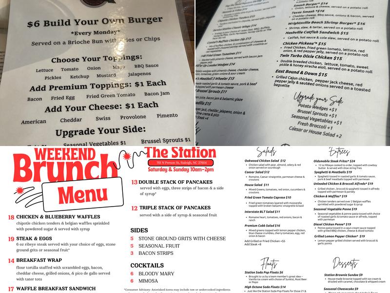 The Station at Person Street Menu