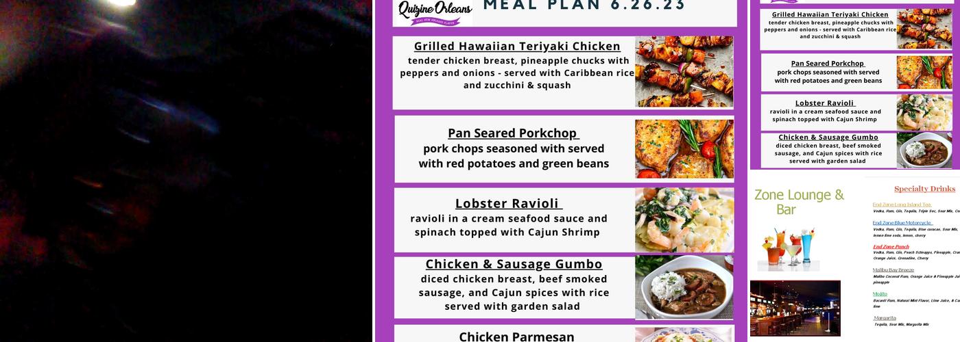 End Zone Lounge & Bar Menu