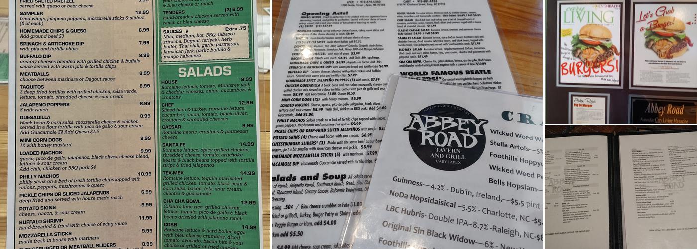 Abbey Road Tavern & Grill Menu
