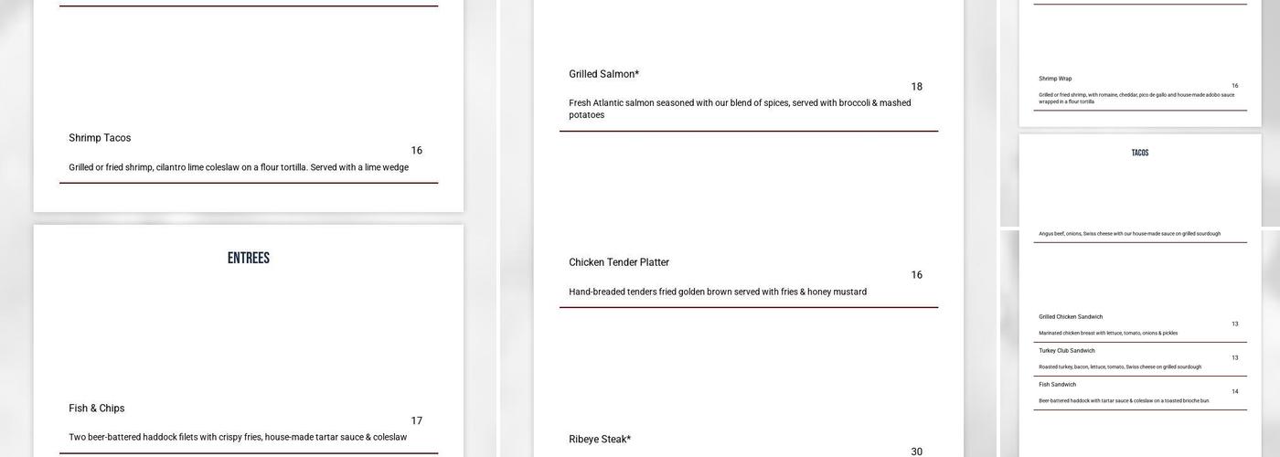 MacGregor Draft House Menu