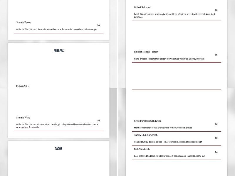 MacGregor Draft House Menu