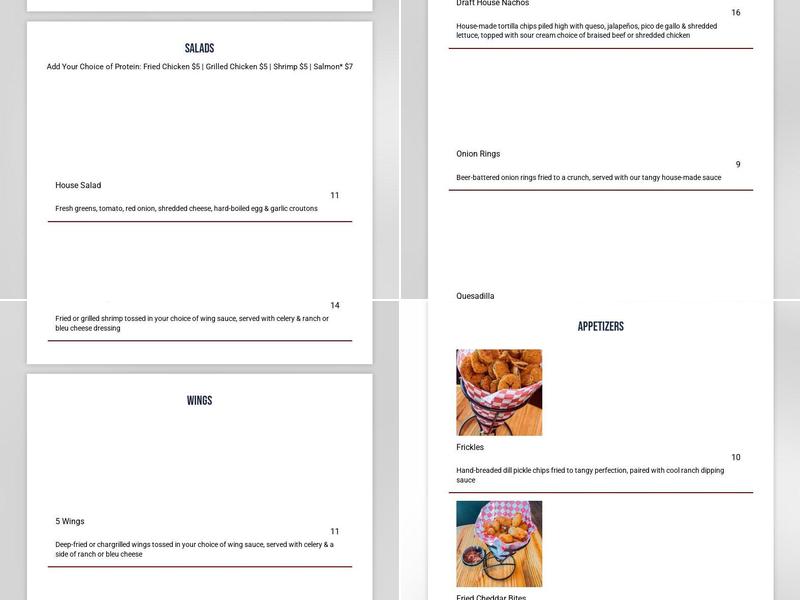 MacGregor Draft House Menu