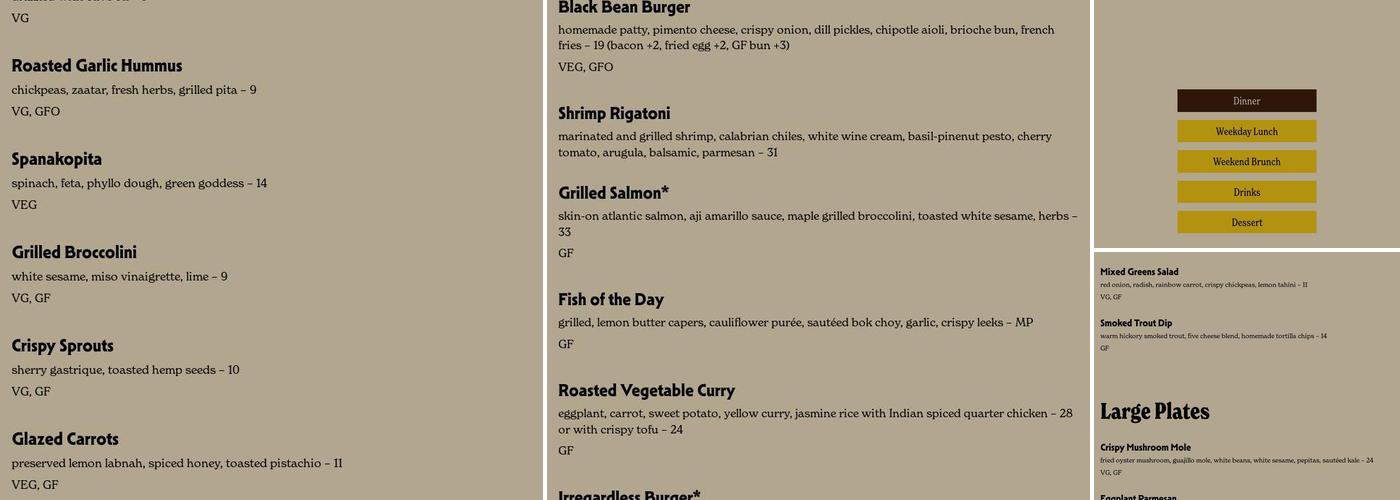 Irregardless Menu
