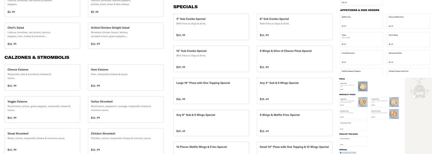 Manhattan Pizza & Subs Menu