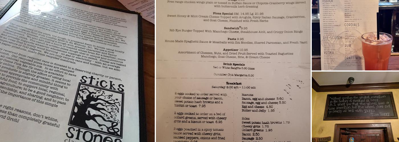 Sticks & Stones Menu