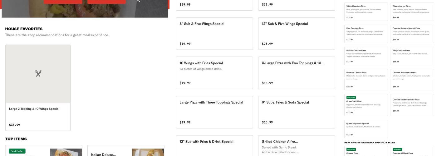 Queens Pizza & Subs Menu