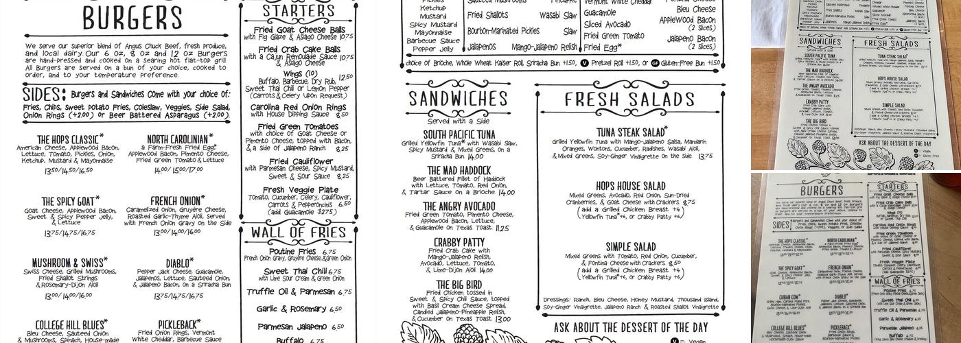 Hops Burger Bar Menu