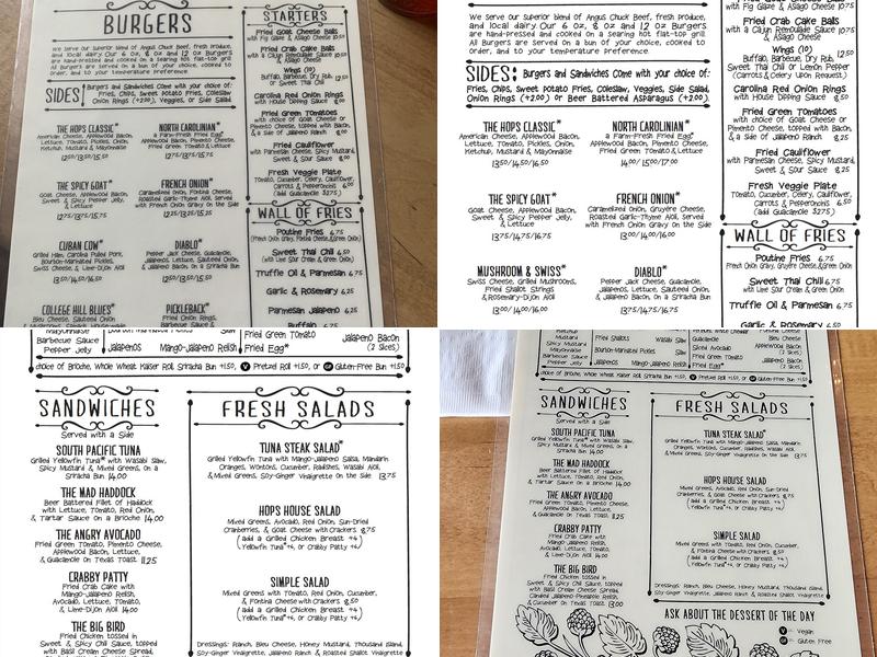 Hops Burger Bar Menu