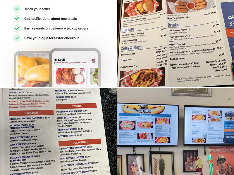 Monk's Cheesesteaks & Cheeseburgers Llc. Menu