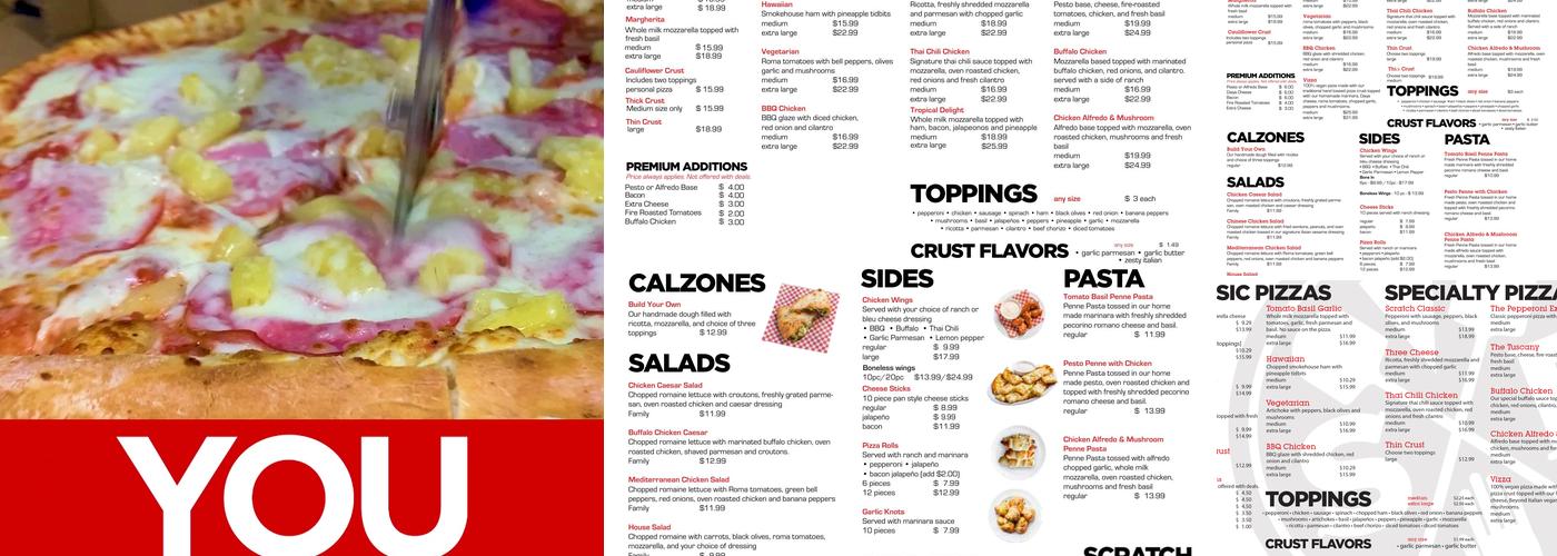 Scratch Pizza Menu