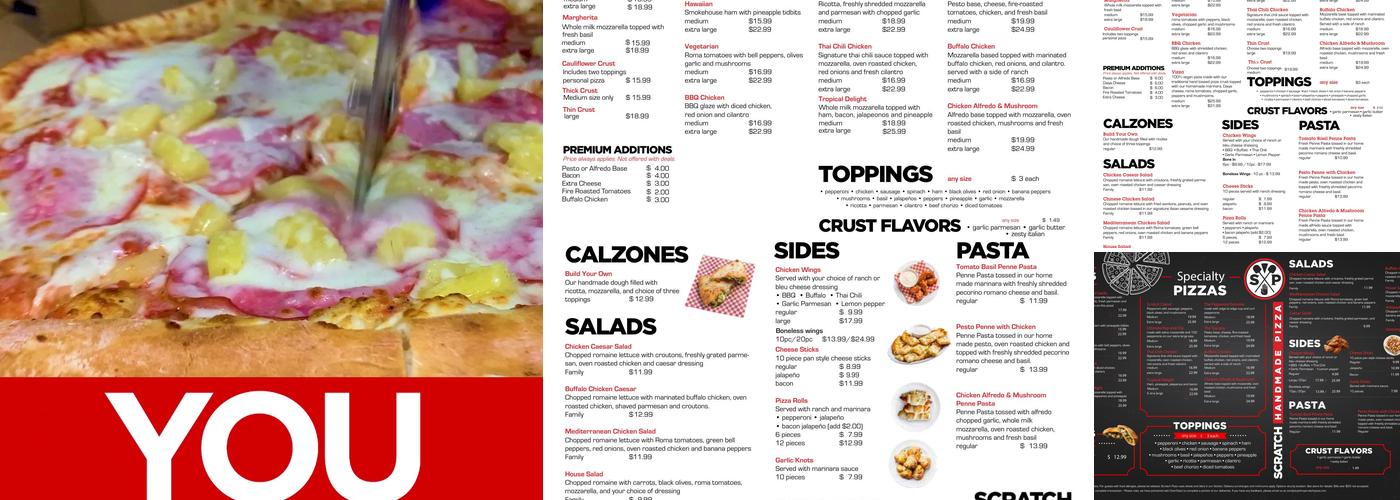 Scratch Pizza Menu