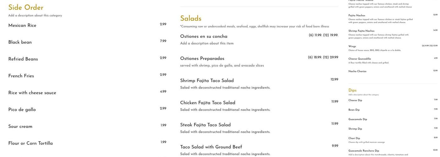 San Luis Restaurant 2 Menu