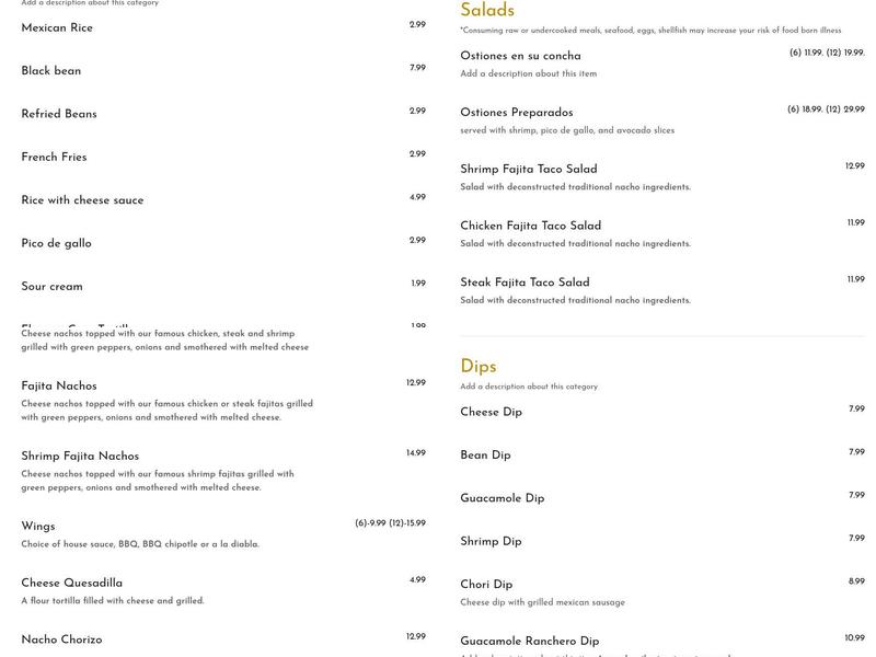 San Luis Restaurant 2 Menu