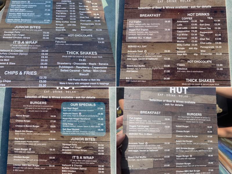 The Beach Hut Menu