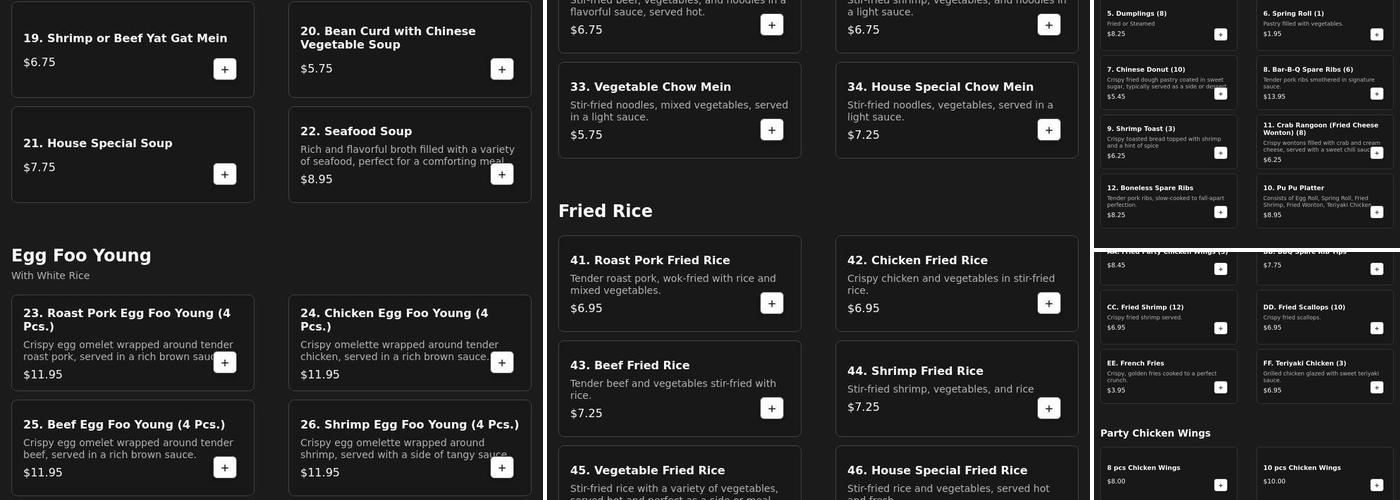 Dragon Express Menu