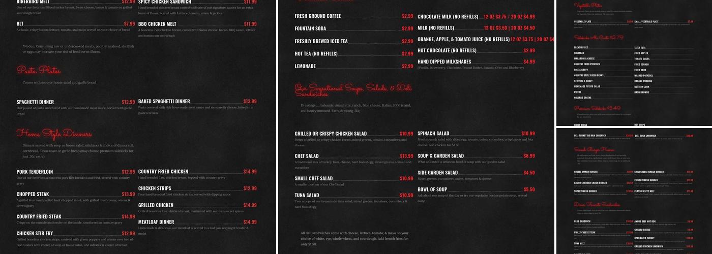 Carolina's Diner Menu