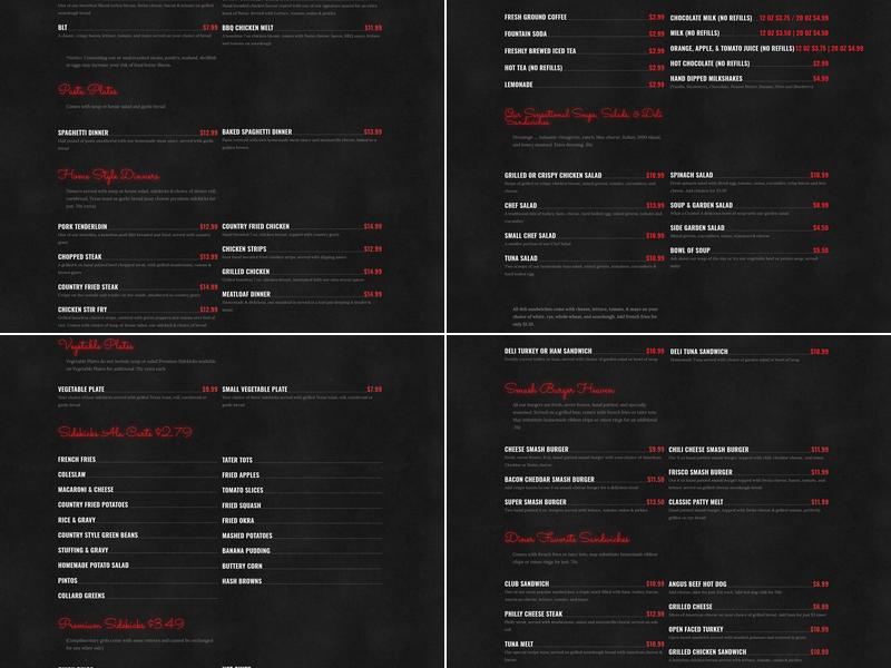 Carolina's Diner Menu