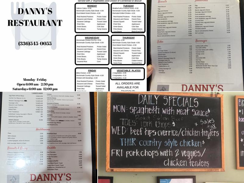 Danny's Restaurant Menu