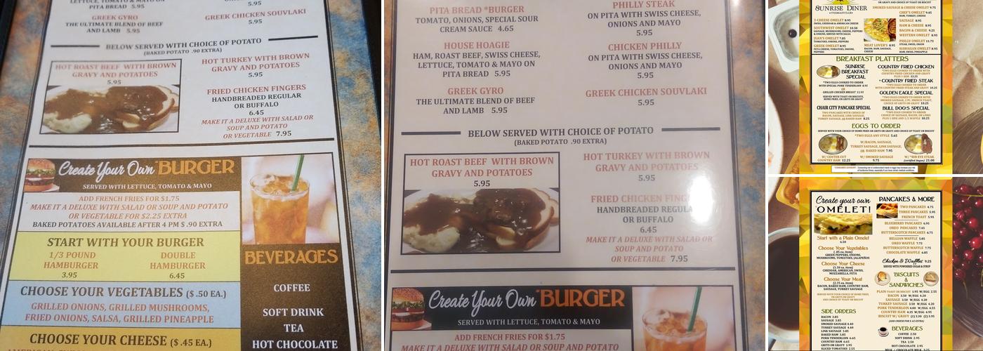Sunrise Diner Menu